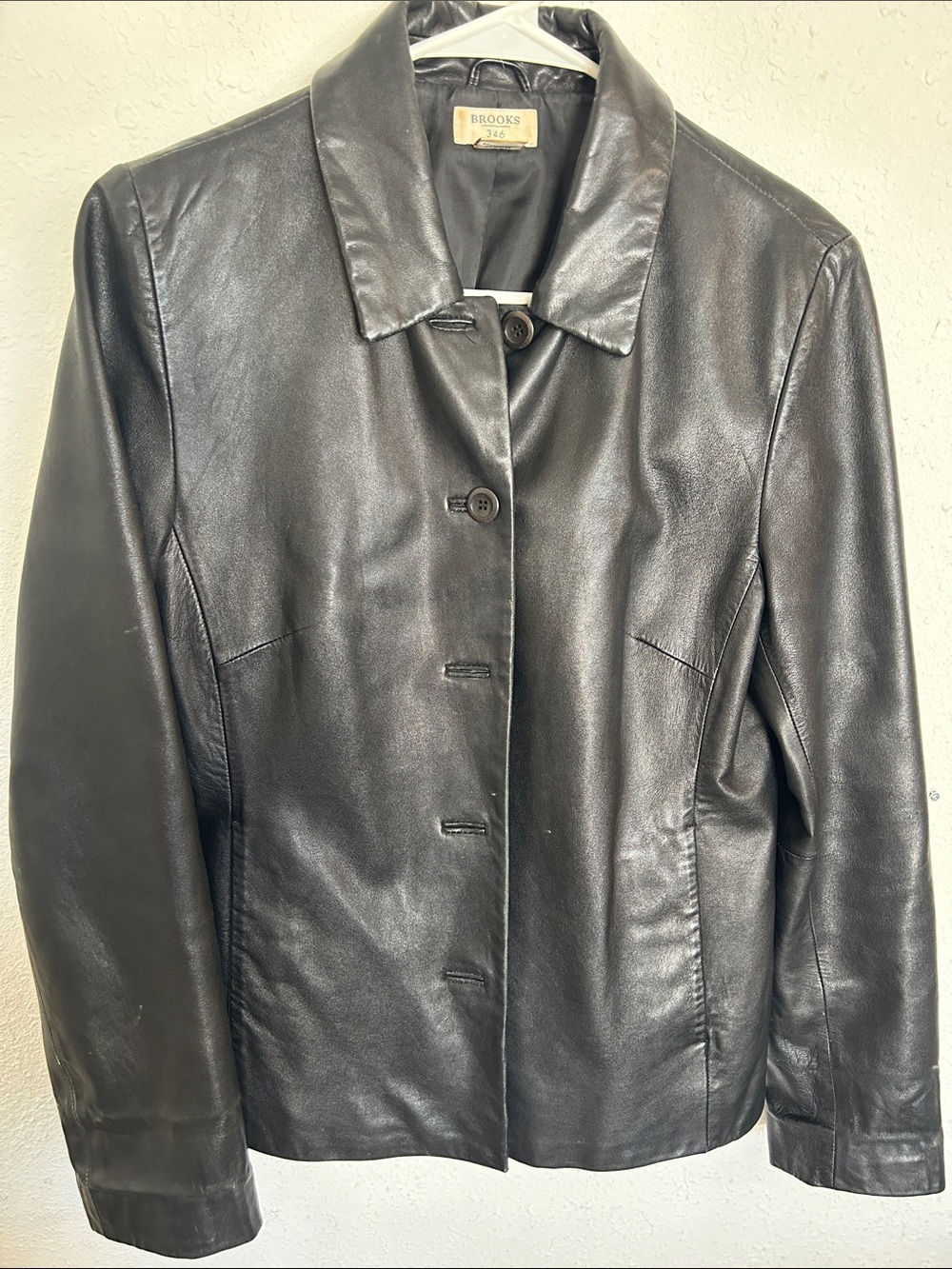 Y2K Brooks Brothers Black Leather Button-Up Jacket